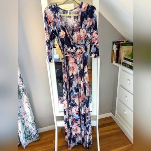 Faux wrap maxi dress